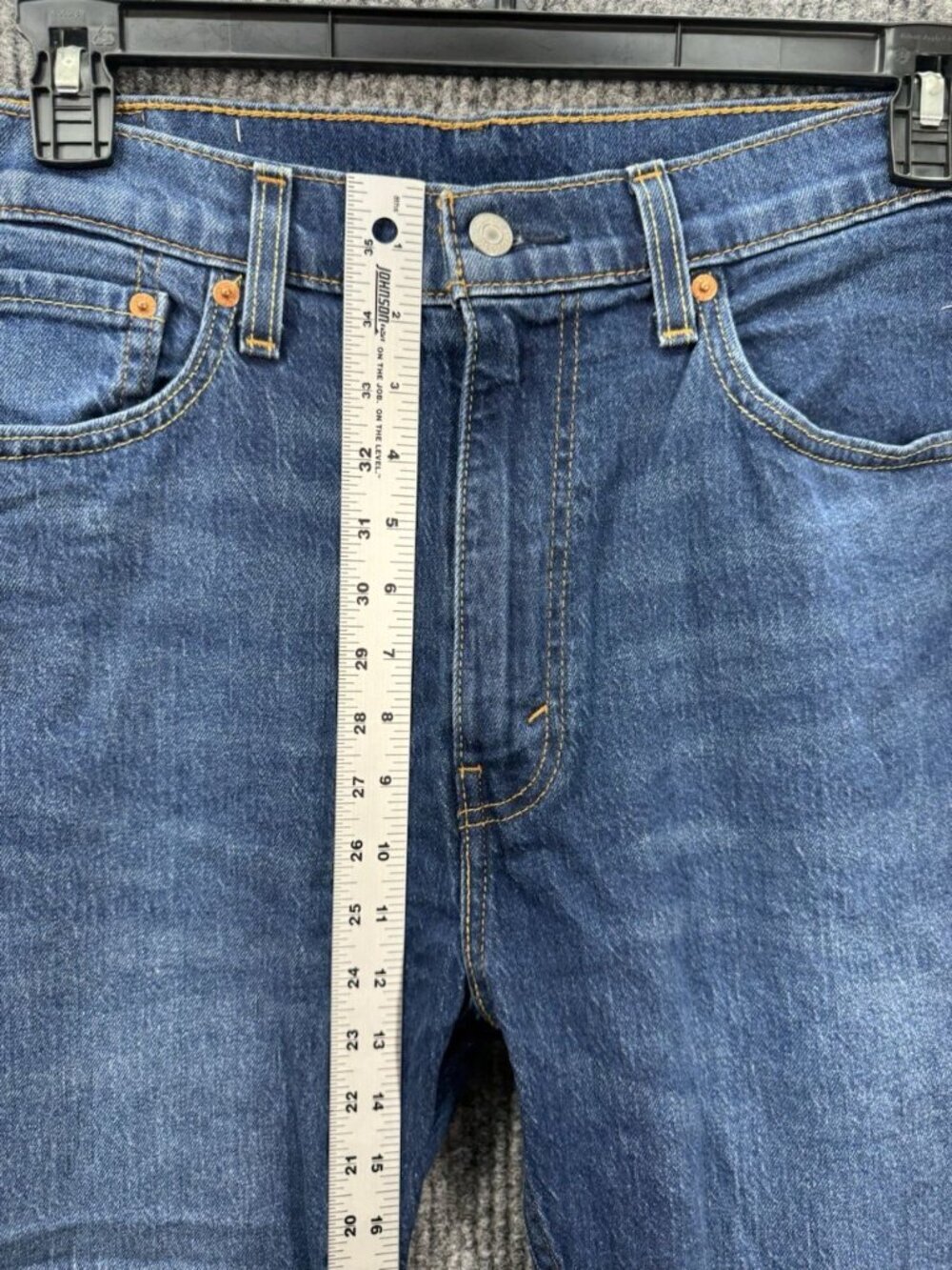 Levis 505 Jeans Men’s 36x30 Blue Regular Straight Leg Denim Medium Wash Stretch - Picture 8 of 10